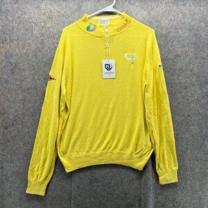 Graham Luxe Pullover Men Medium Yellow Embroidered Sweatshirt 1/4 Zip New knit